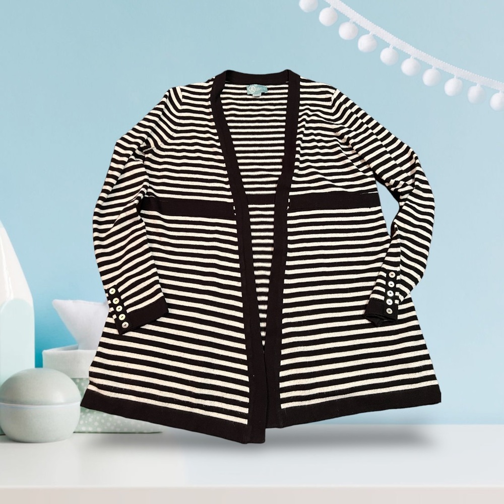 Liz Lange Maternity Black & White Striped Cardigan sz S